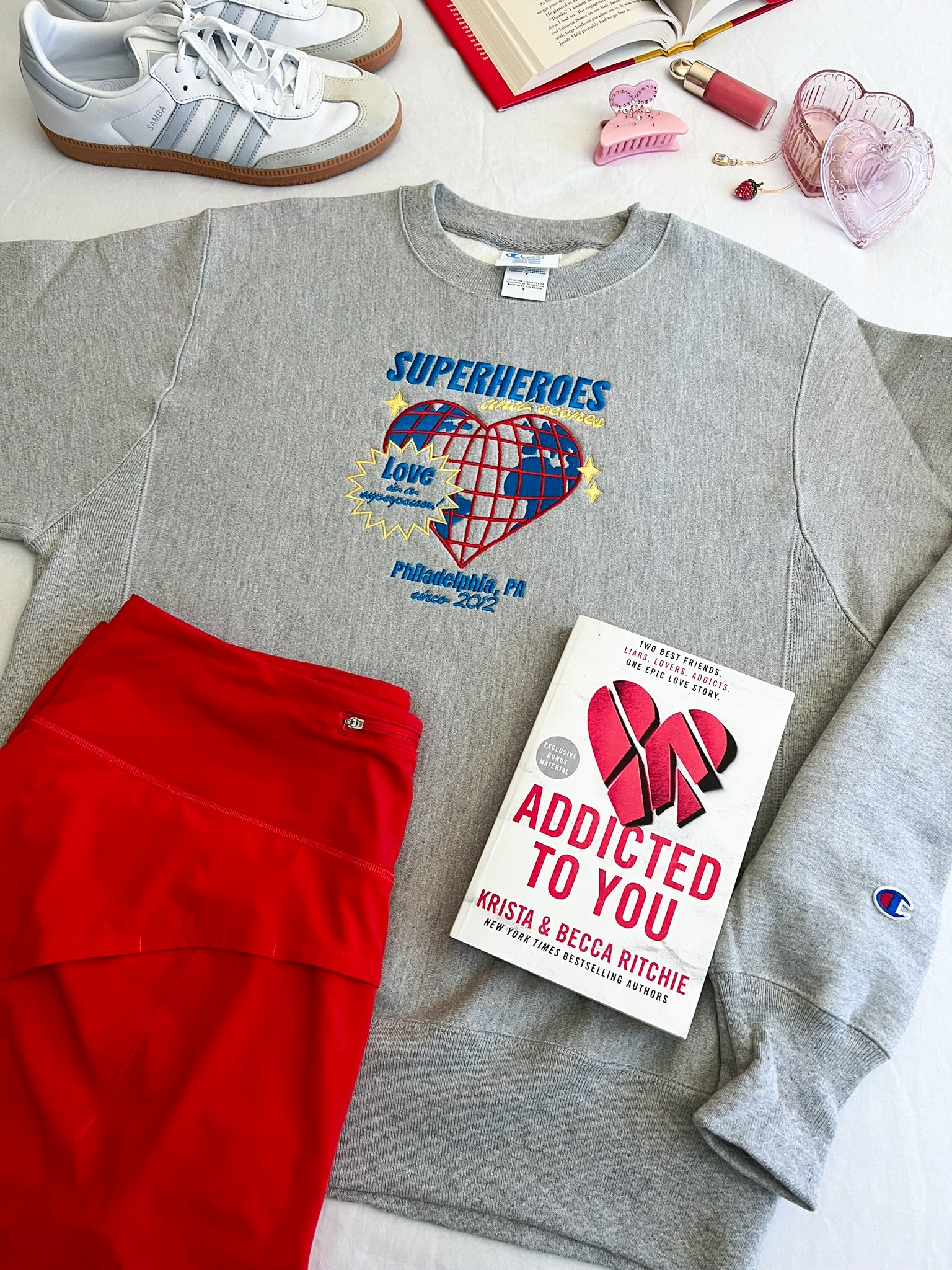 Superheroes and Scones Embroidered Crewneck (Addicted)