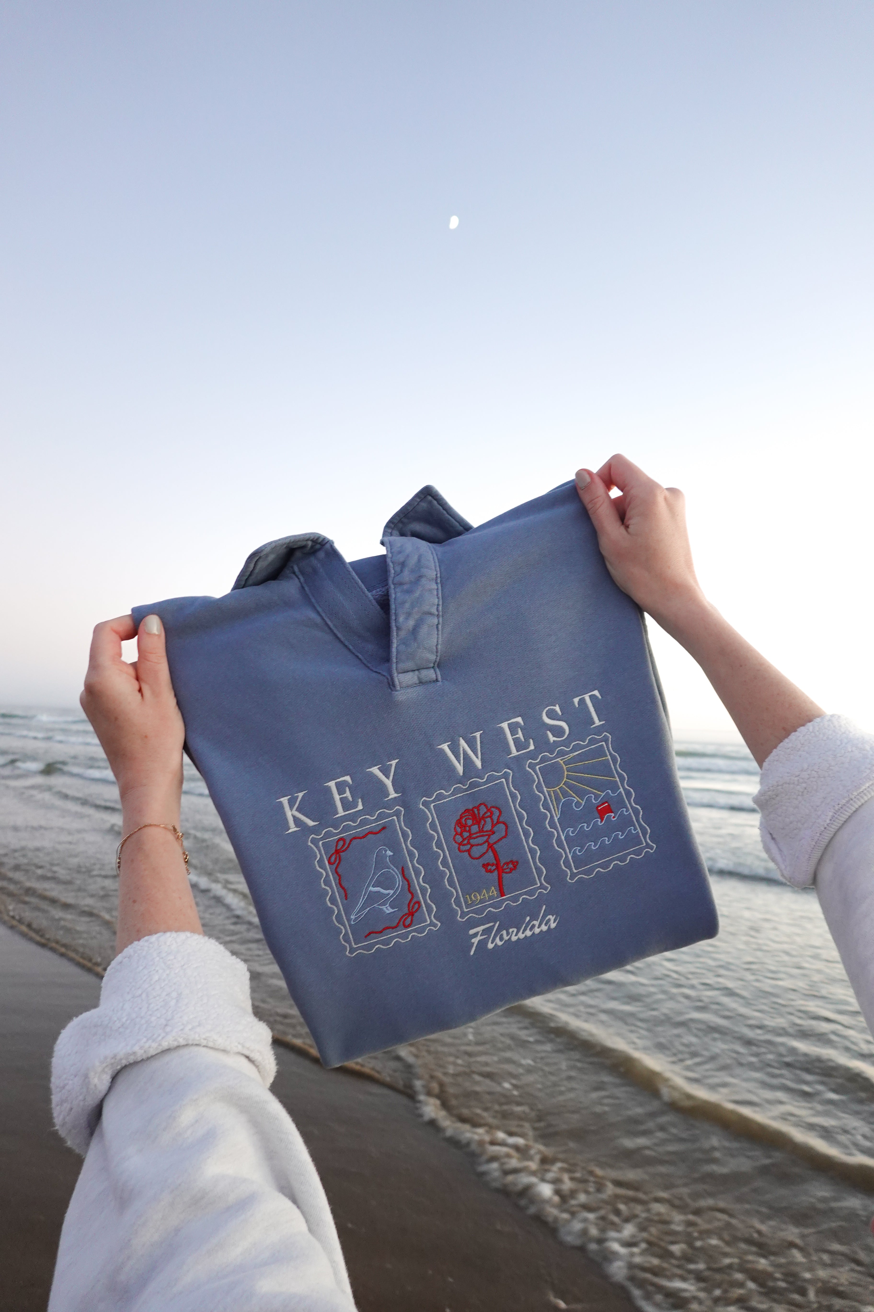 Key West Embroidered Collared Sweatshirt (Mrs. Nash's Ashes)