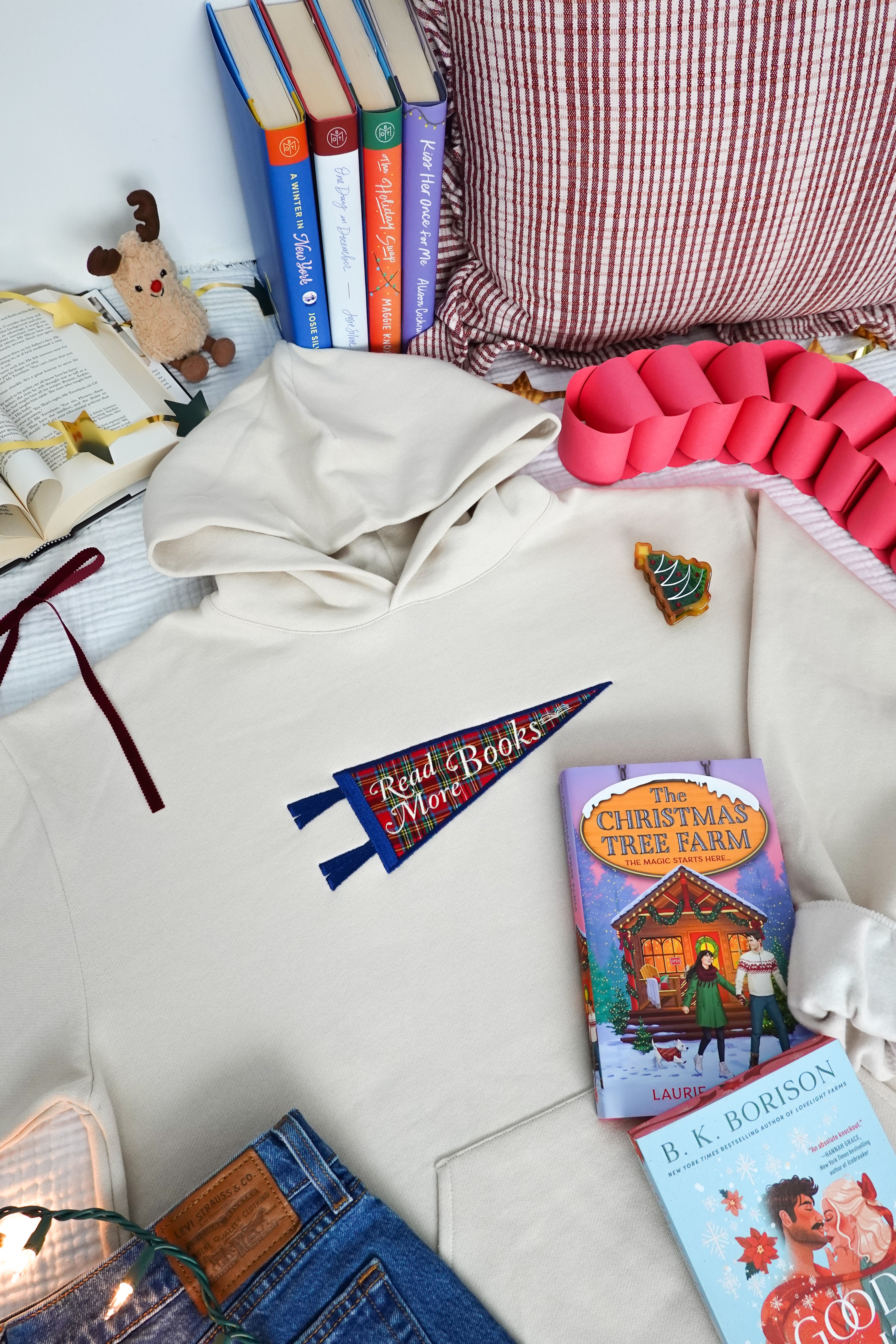 Plaid Bookish Banner Hoodie