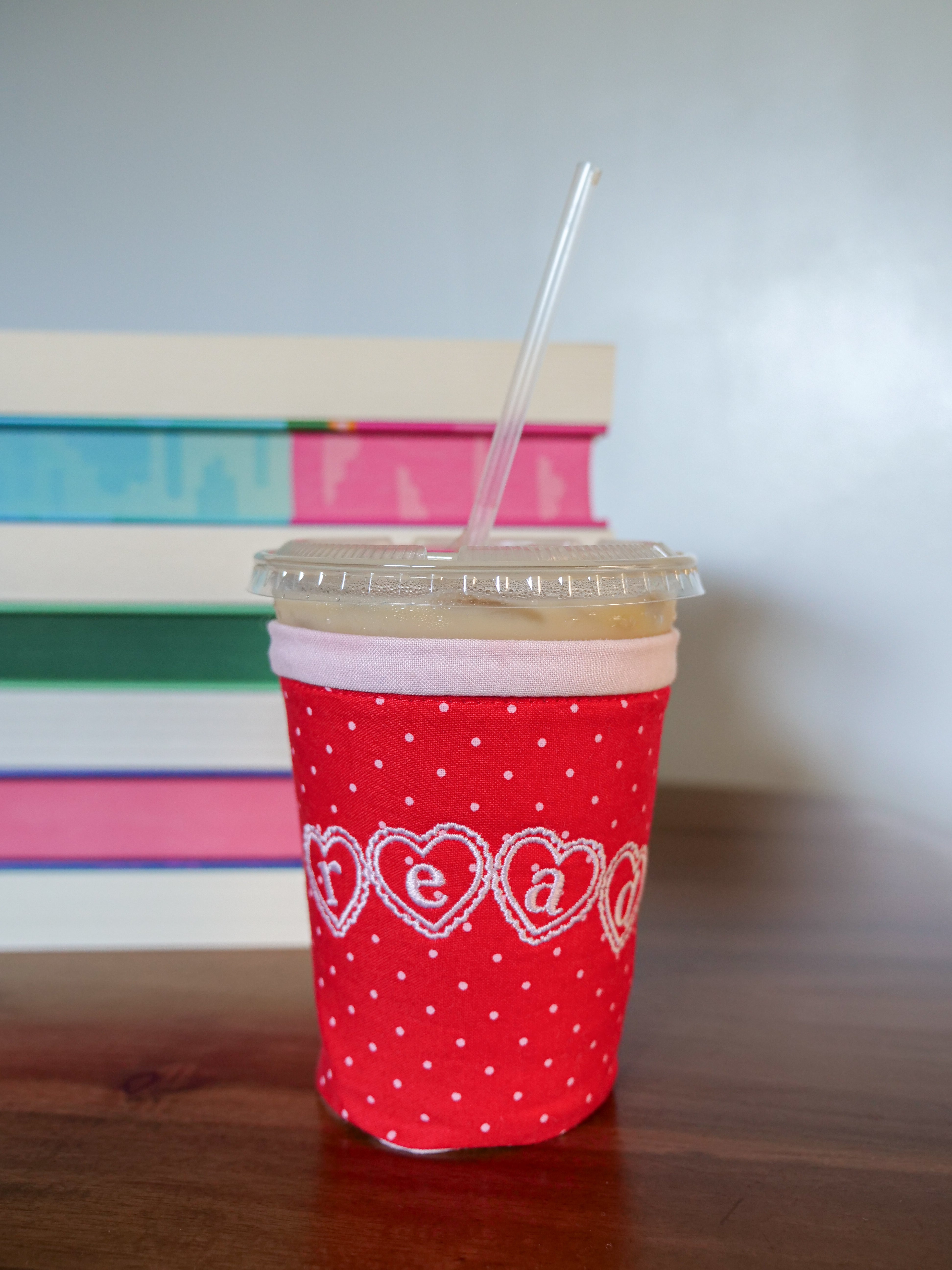 Read Hearts Coffee Coozie