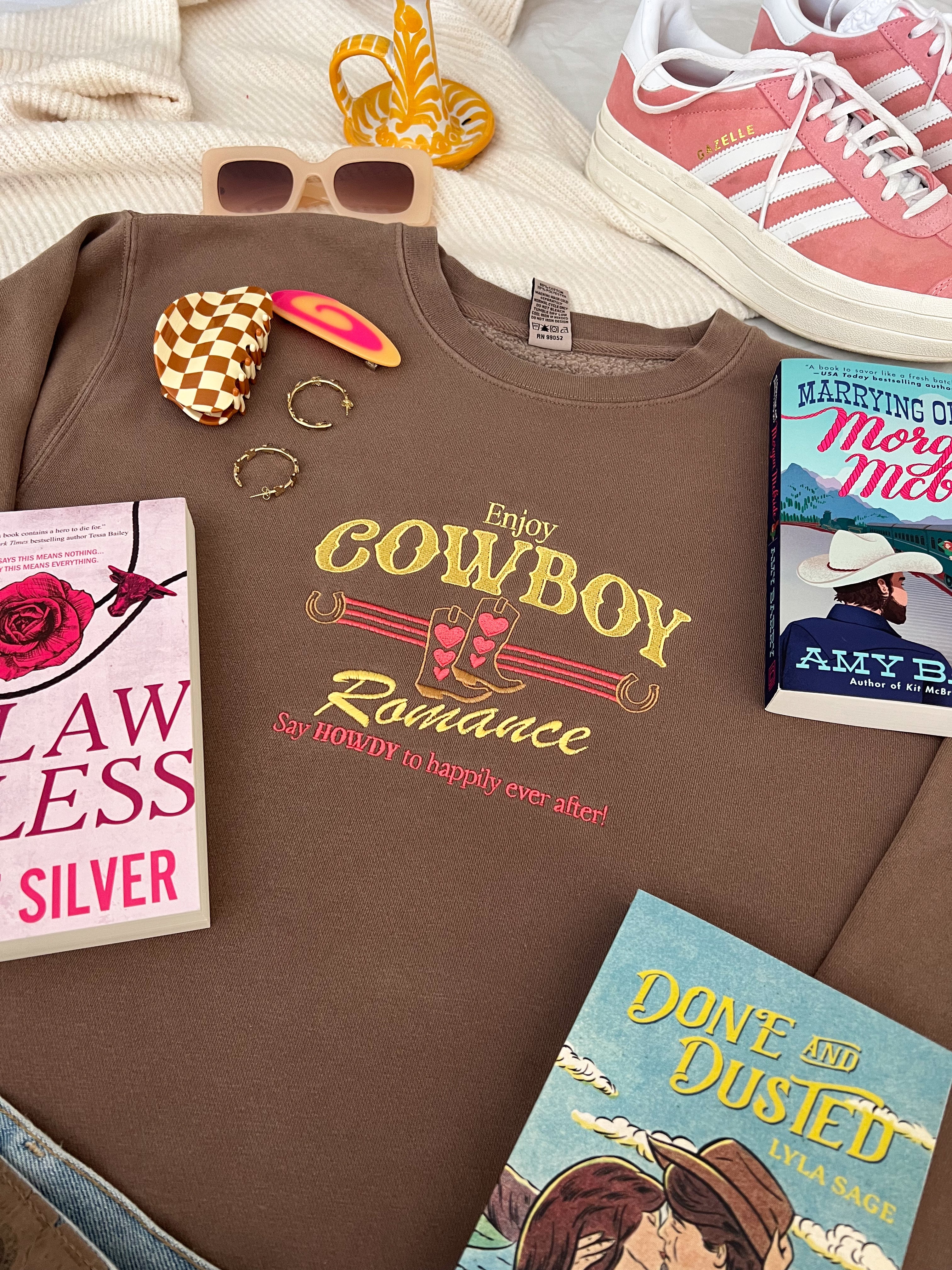 Cowboy Romance Embroidered Crewneck