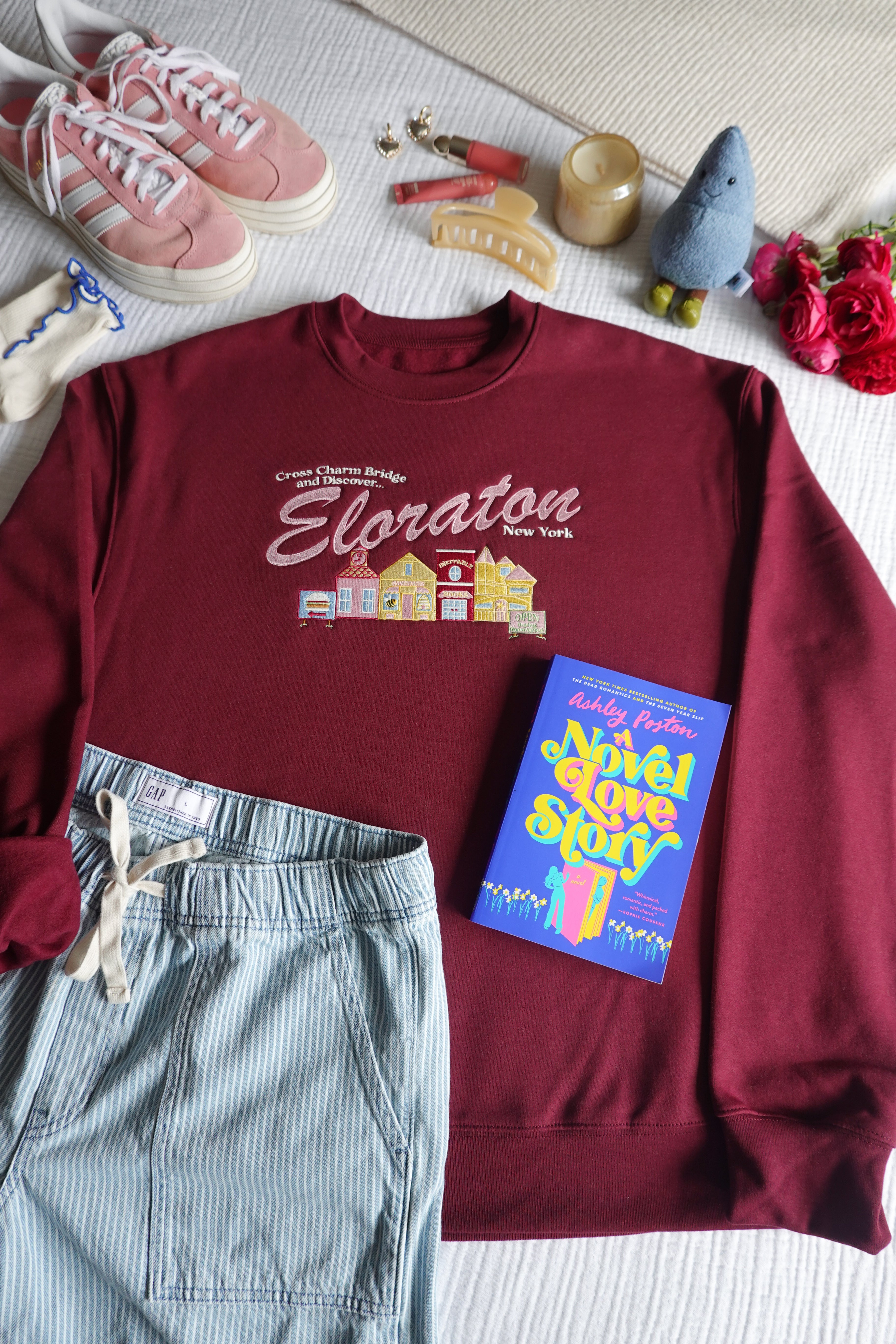 Discover Eloraton Embroidered Crewneck (A Novel Love Story)