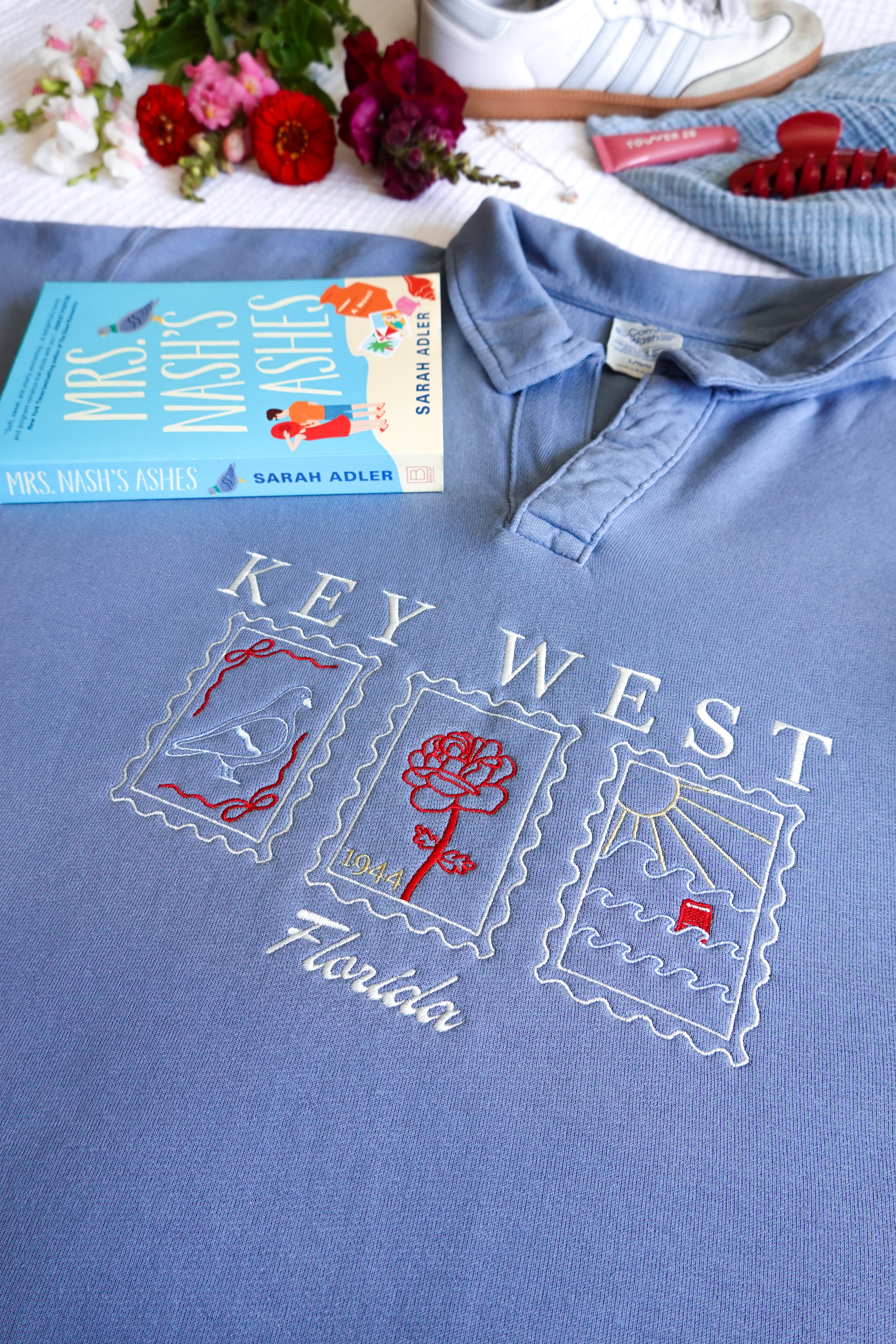 Key West Embroidered Collared Sweatshirt (Mrs. Nash's Ashes)
