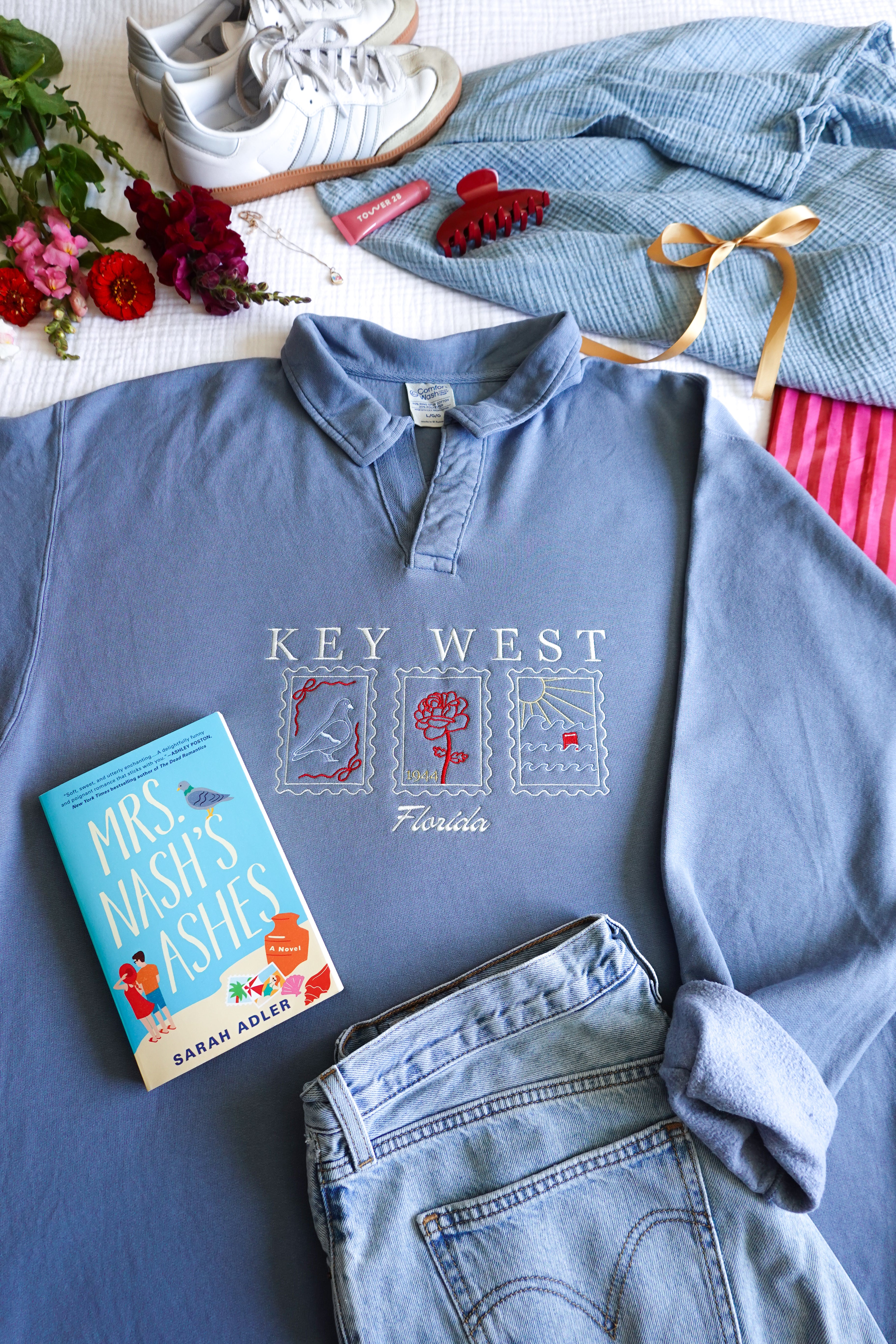 Key West Embroidered Collared Sweatshirt (Mrs. Nash's Ashes)