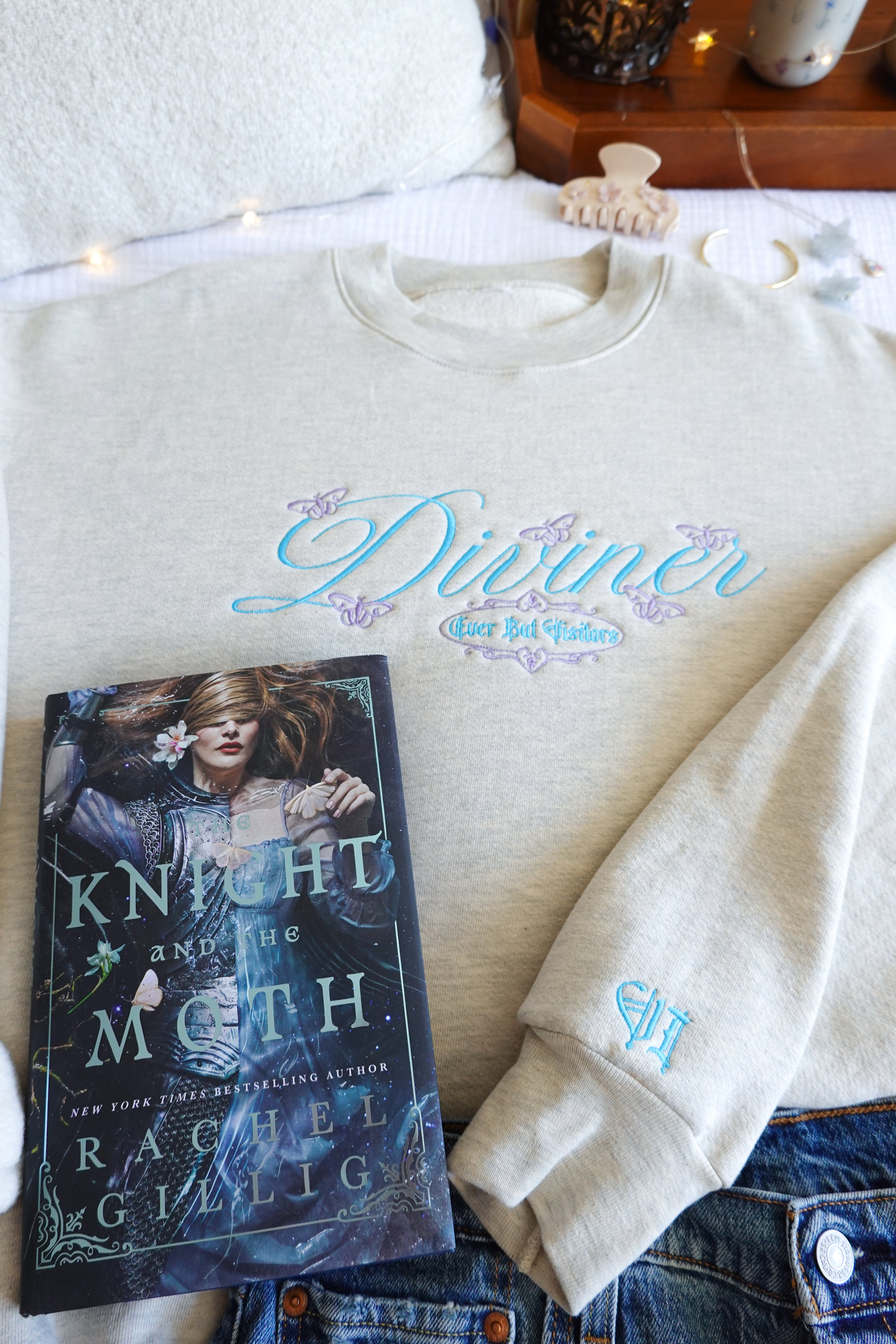 Diviner Embroidered Crewneck (Knight and the Moth)