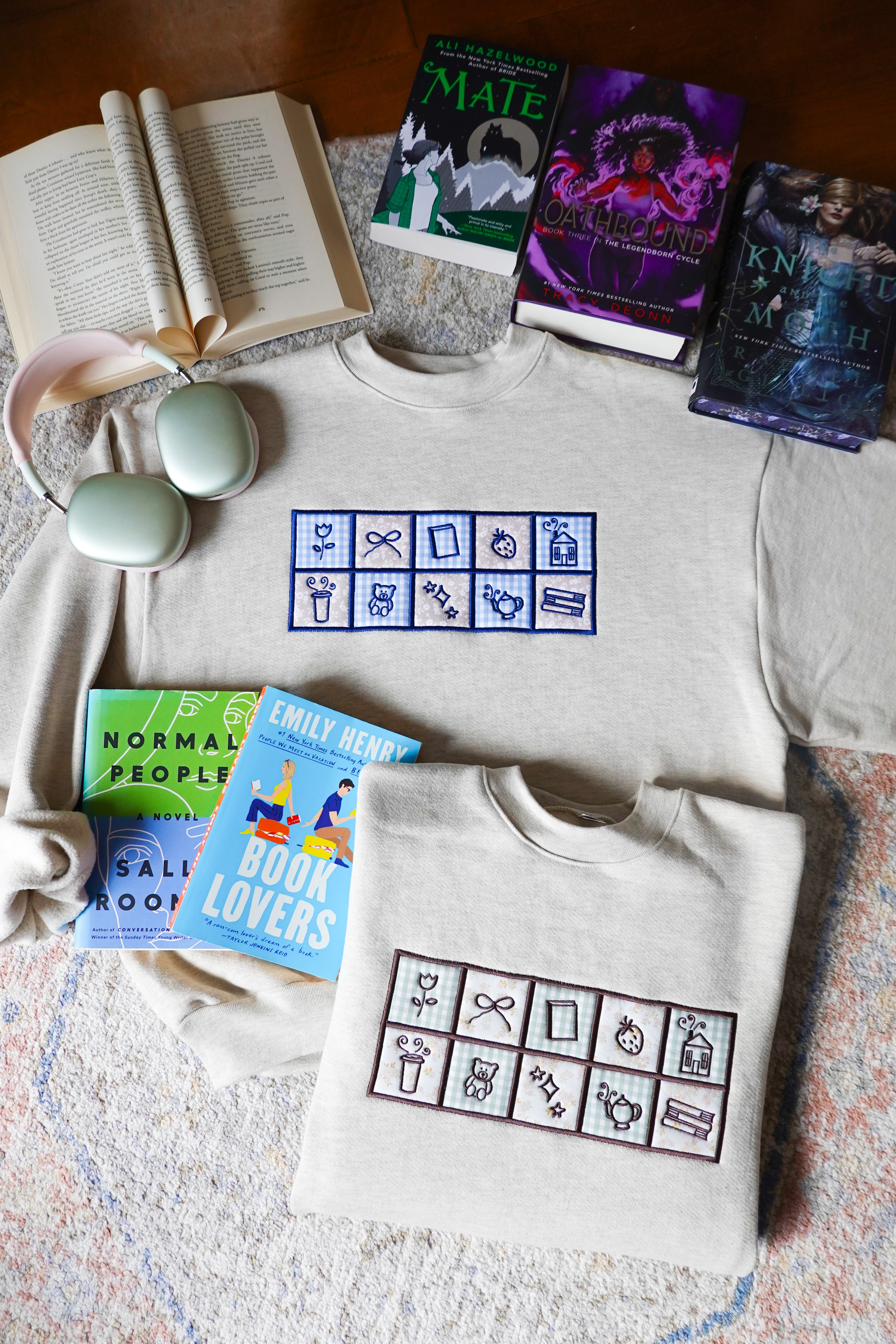 Applique Checkerboard Embroidered Crewneck