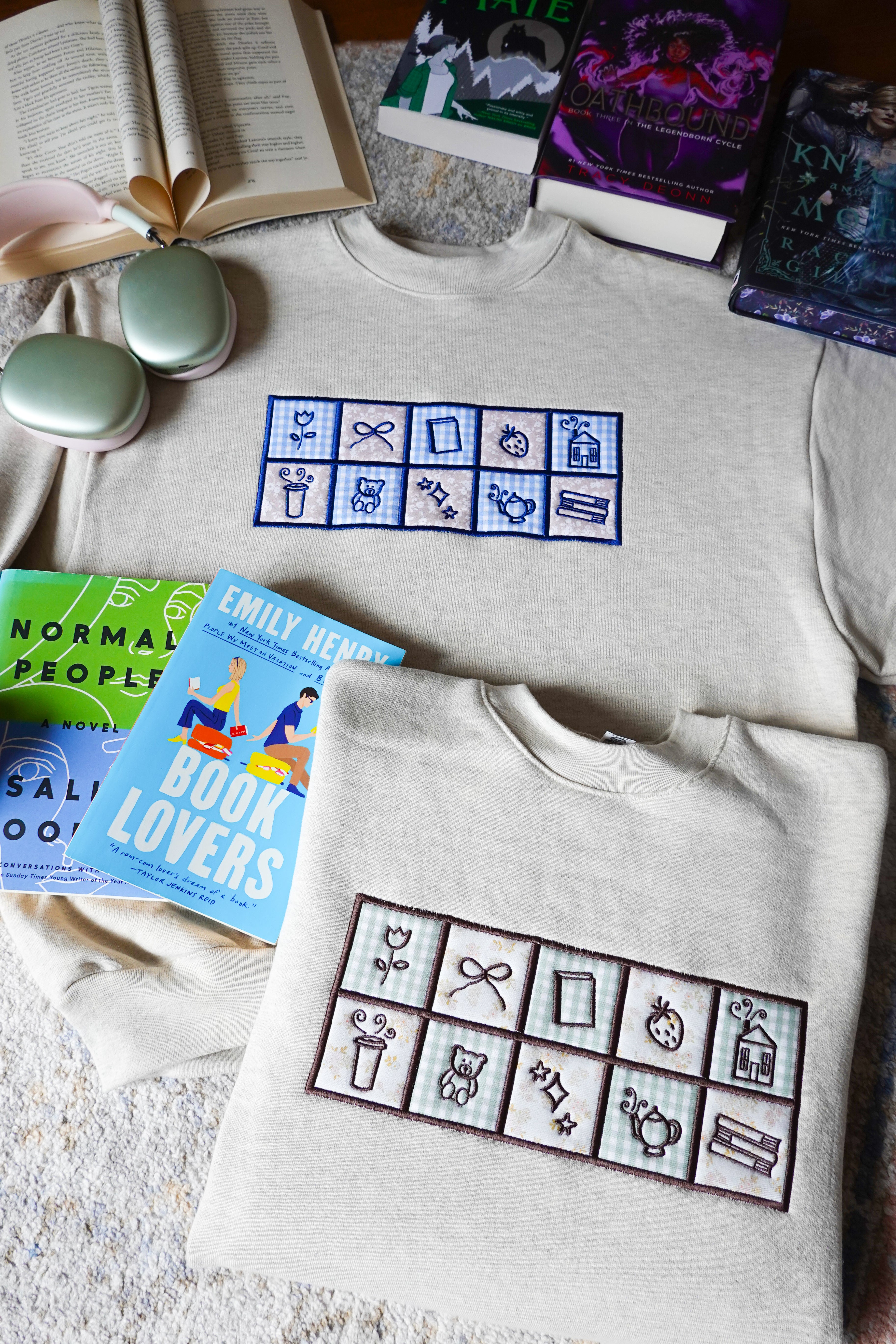 Applique Checkerboard Embroidered Crewneck