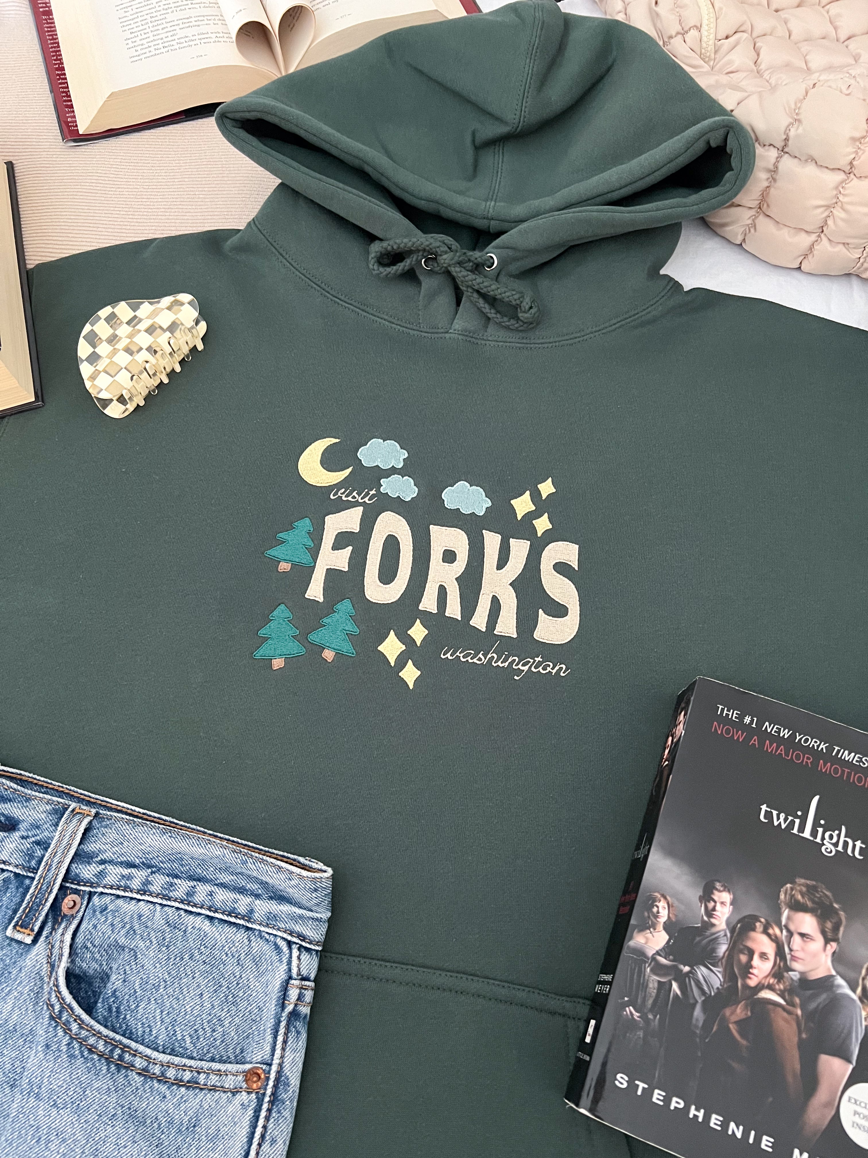 Visit Forks Washington Customizable Embroidered Hoodie