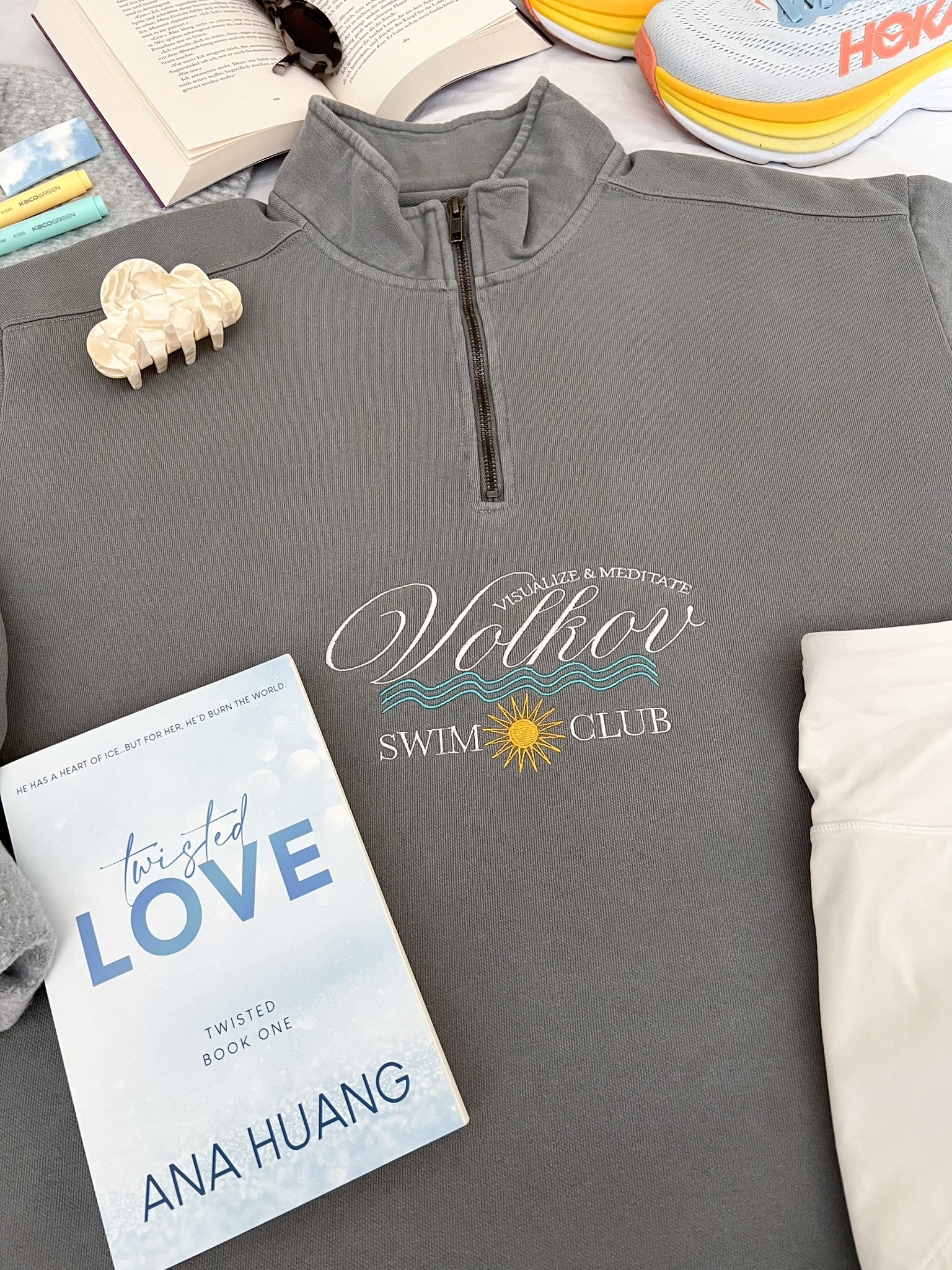 ANA HUANG™ Volkov Swim Club Quarter-Zip Sweatshirt (Twisted Love)