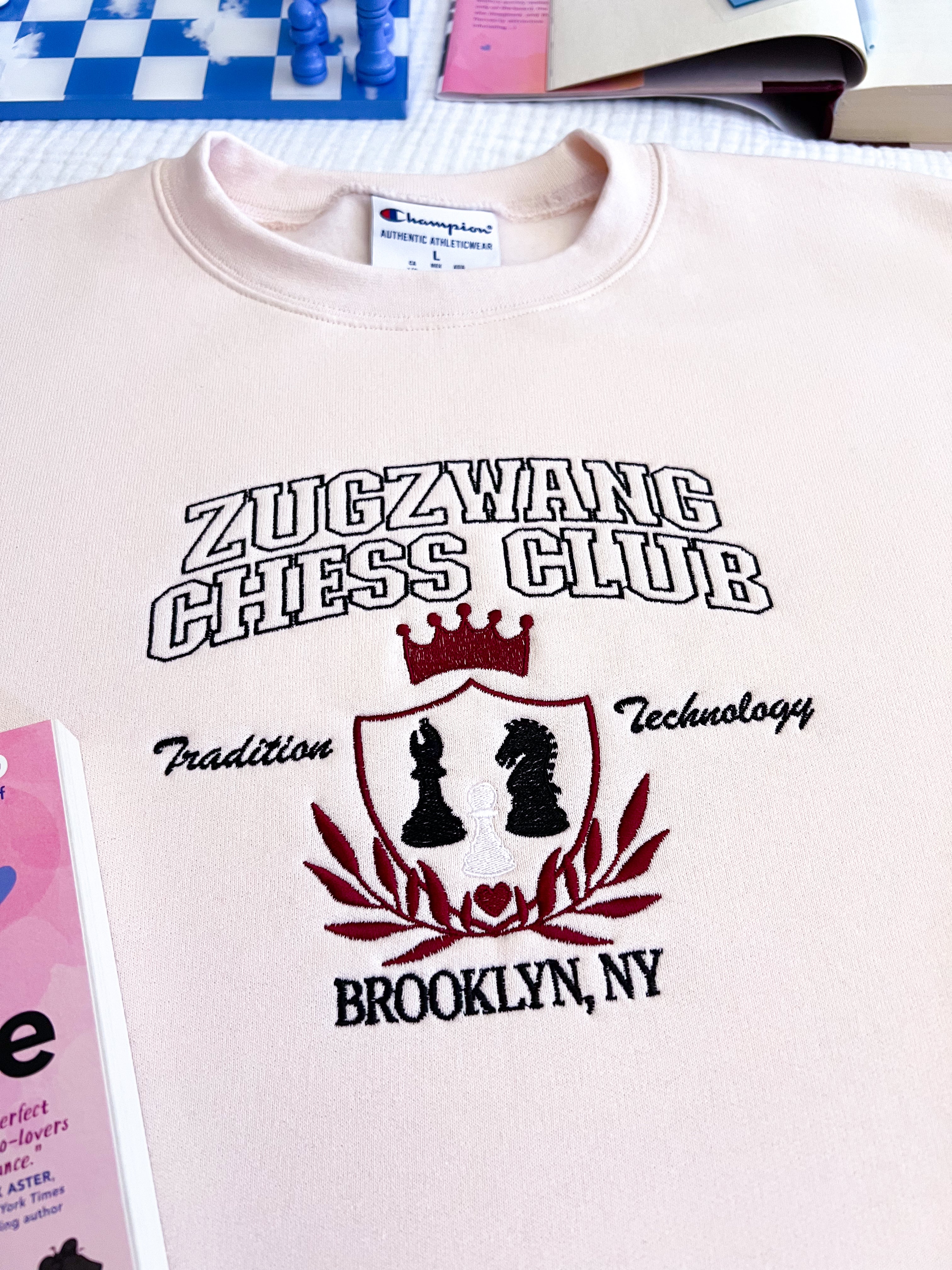 Zugzwang Chess Club Embroidered Crewneck (Check & Mate)