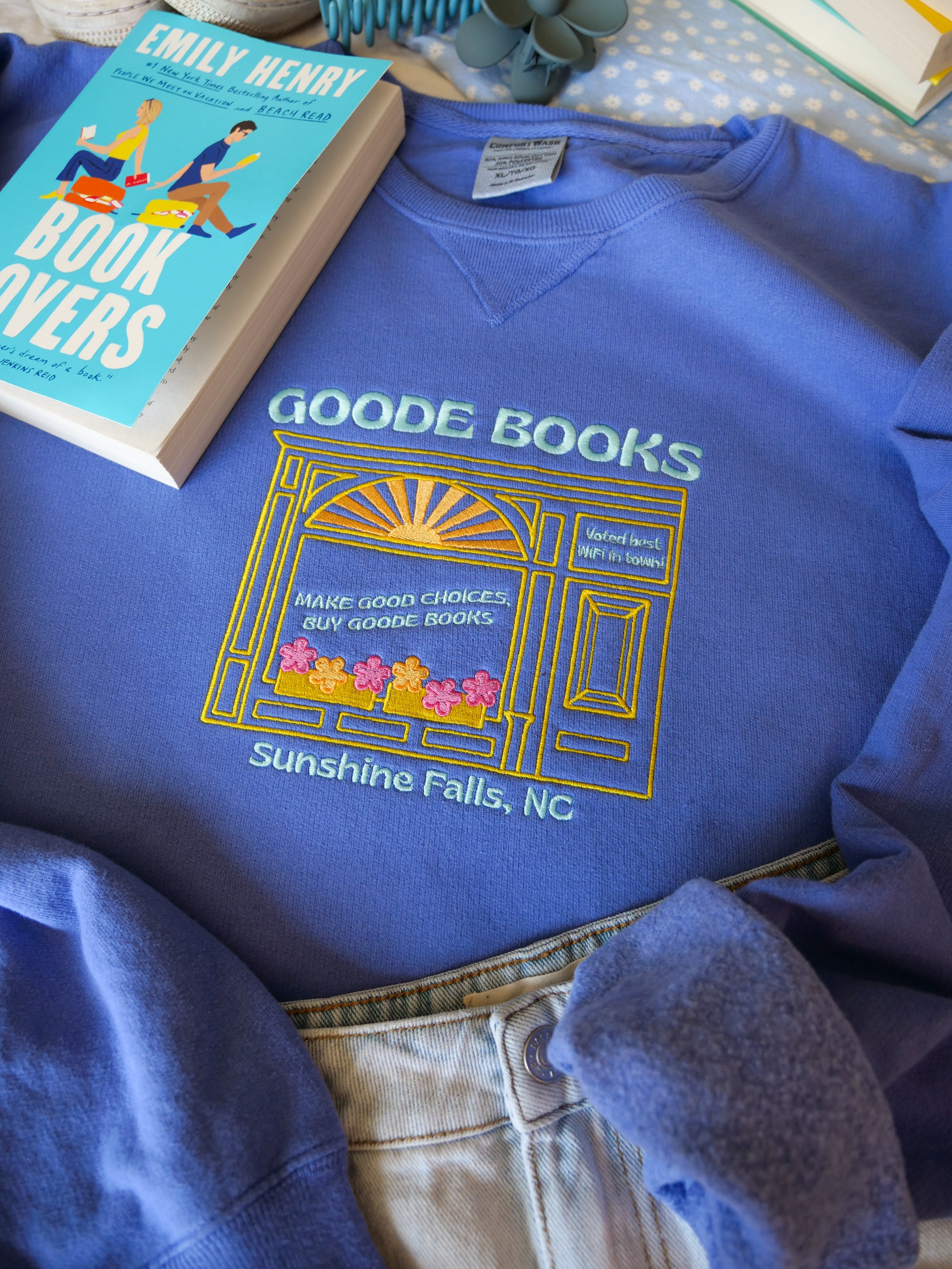 Goode Books Embroidered Crewneck
