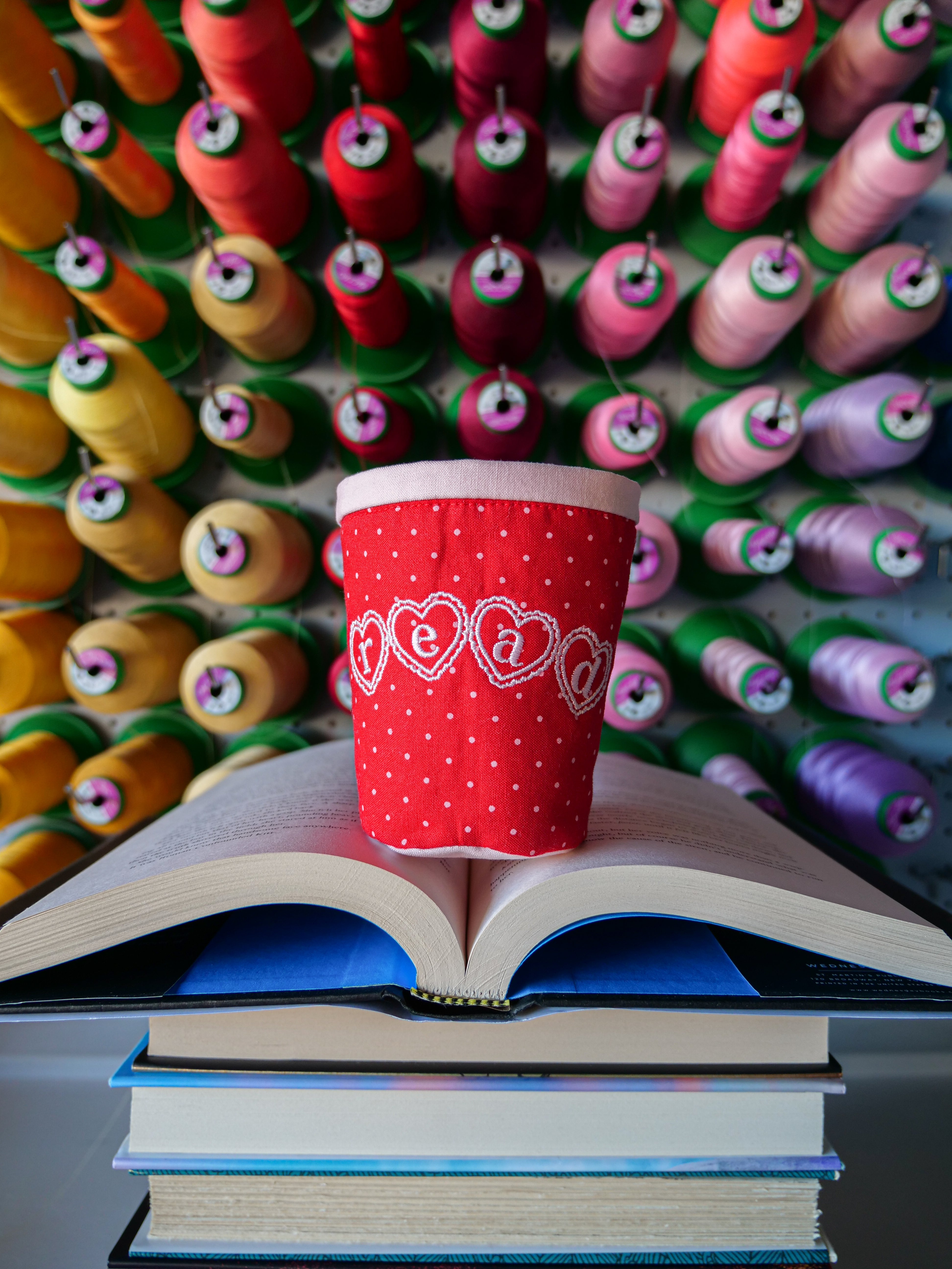 Read Hearts Coffee Coozie