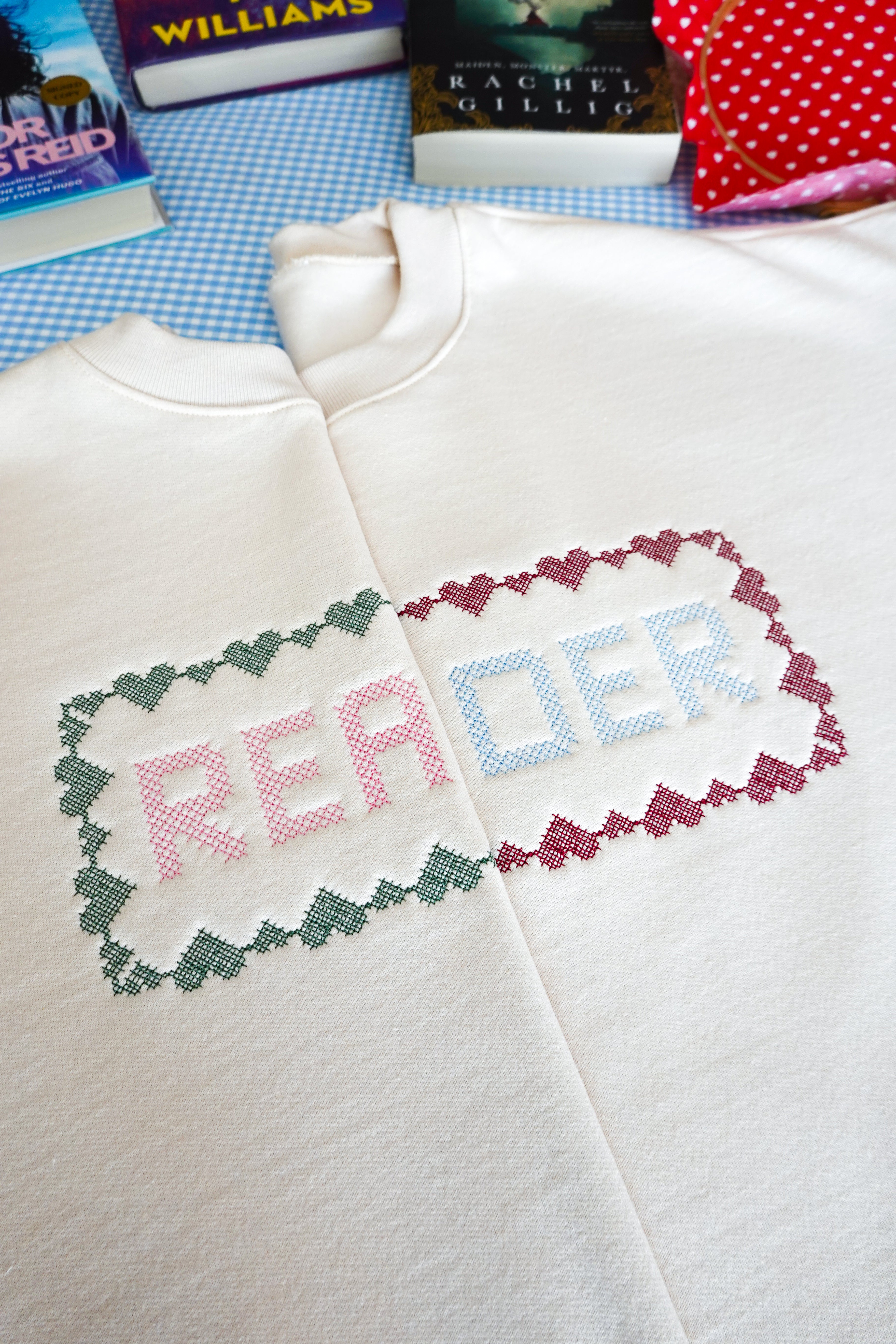 Reader Cross-Stitch Embroidered Crewneck