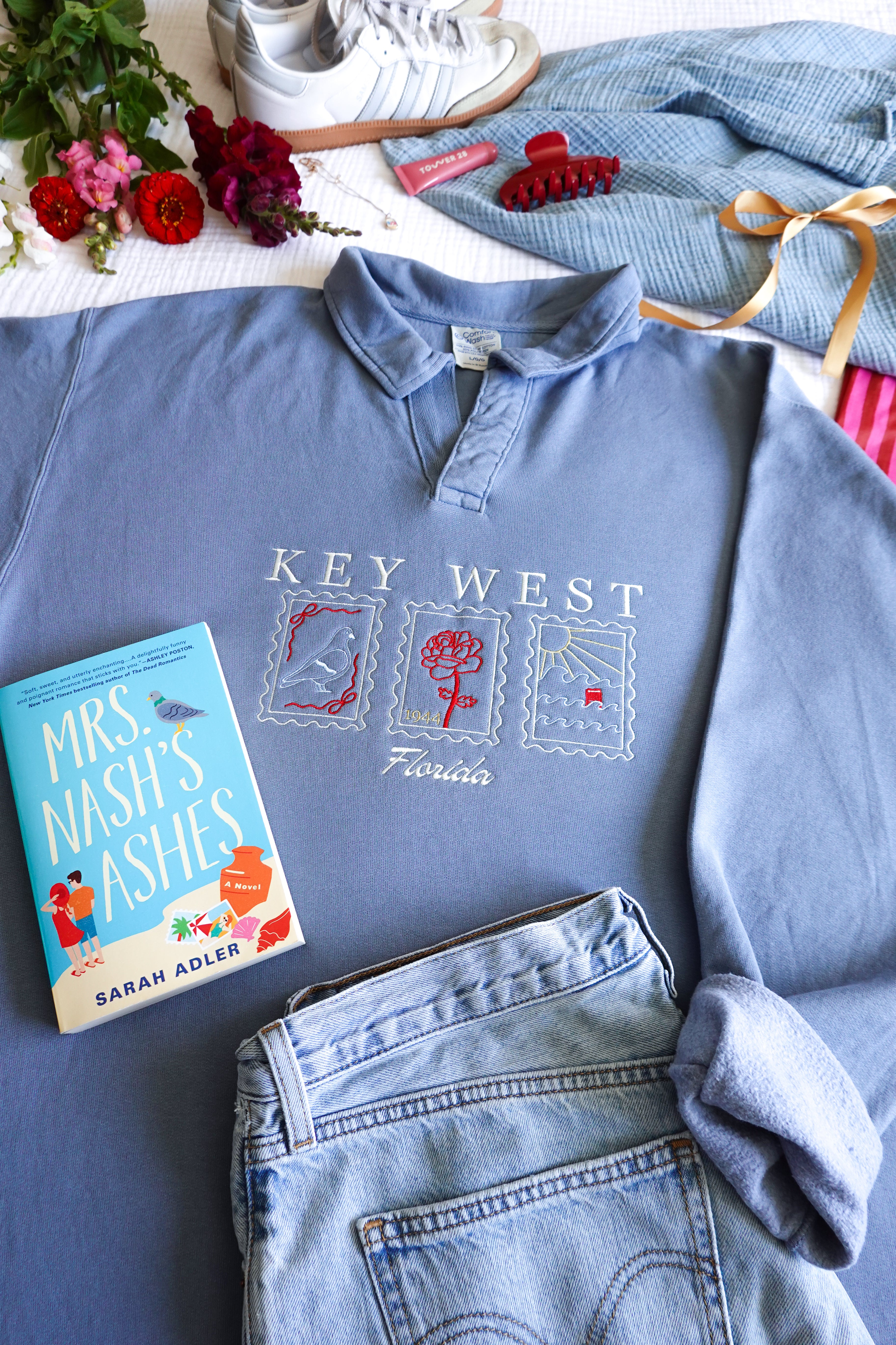 Key West Embroidered Collared Sweatshirt (Mrs. Nash's Ashes)