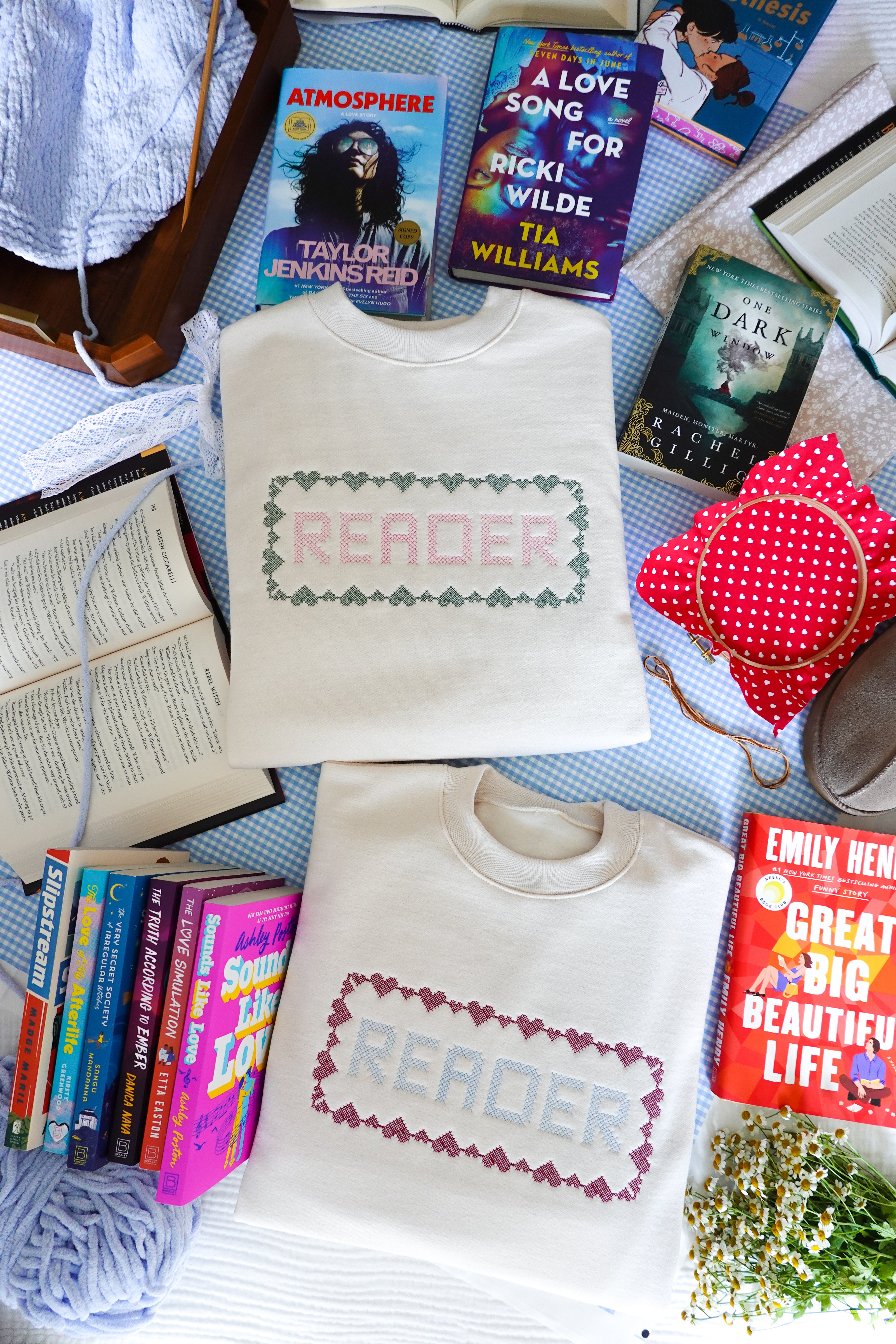 Reader Cross-Stitch Embroidered Crewneck