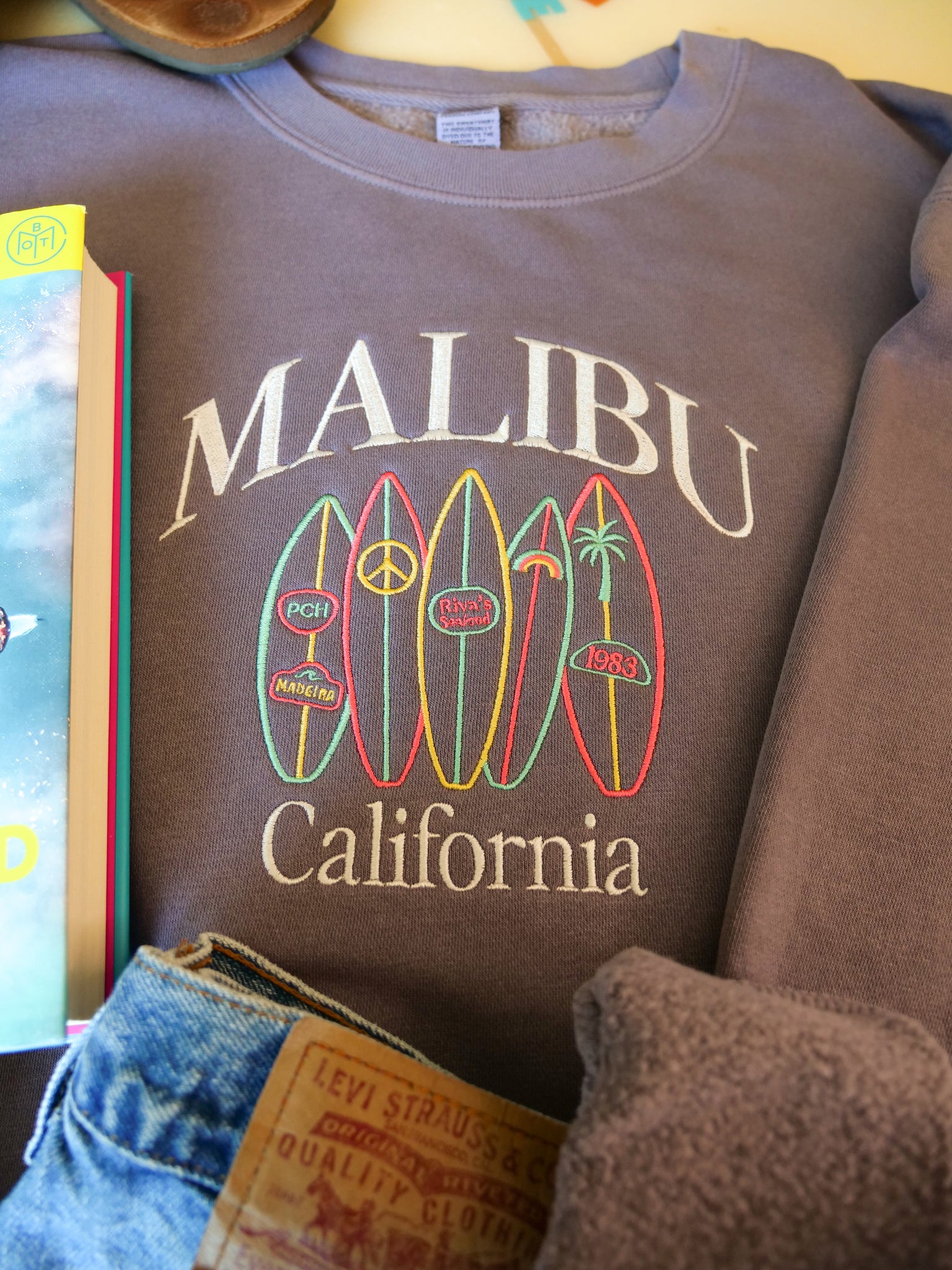 Malibu Rising Embroidered Crewneck