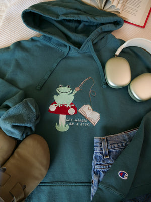 Fishing Froggy Embroidered Hoodie